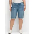 Produktbild: Jeansbermudas SHEEGO, Damen, Gr. 50, Normalgrößen, blau (light blau, denim), 98% Baumwolle, 2% Elasthan, unifarben, kurz, Jeans