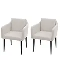 Produktbild: Mendler 2er-Set Esszimmerstuhl HWC-H93, Küchenstuhl Lehnstuhl Stuhl - Stoff/Textil Creme-beige