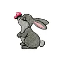 Produktbild: Bügelbild Aufnäher Patch Applikation zum Aufbügeln Hase mit Schmetterling 4,0...