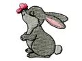Produktbild: Bügelbild Applikation Aufnäher Patch Hase m. Schmetterling 4,0 x 4,0 cm #MQ-342