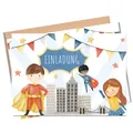 Produktbild: MeinBaby123® 10 Einladungskarten Kindergeburtstag Jungs | süße Geburtstagseinladungen für Kinder | Superhelden Einladungskarten | inkl. 10 Briefumschläge | Premium Qualität (Superhelden V2)