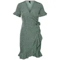 Produktbild: Vero Moda Shirtkleid Kurzes Wickel mit Rüschen VMHENNA (kurz) VMHENNA 2/4 WRAP FRILL DRESS NOOS grün XS (34)