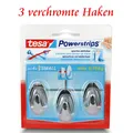 Produktbild: tesa Powerstrips® Haken - Selbstklebend o. Bohren - 3 Klebehaken - verchromt