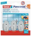 Produktbild: tesa Powerstrips selbstklebende Haken bis 1kg ablösbar oval silber 3 Stück