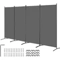 Produktbild: VEVOR Raumteiler 4 Paneele Paravent 3464 x 1840 x 520 mm, faltbarer Sichtschutz & tragbarer Trennwandteiler zur Raumtrennung, freistehende Raumteiler für Büro Schlafzimmer Arbeitszimmer, Grau