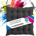 Produktbild: wometo Sitzkissen Stuhl 40x40 Oeko-TEX - dunkelgrau grau Sitzpolster Stuhlkissen mit Bändern/Schleifen für Indoor und Outdoor