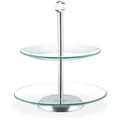 Produktbild: Relaxdays Etagere, 2-stöckig, rund, Cupcakes, Kekse, Snacks, Obst, Glas, Edelstahl, Servierständer, transparent/silber