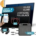 Produktbild: SUNNIVA® 1000W Balkonkraftwerk BIFAZIAL FULLBLACK komplett Steckdose MARSTEK 800W Wechselrichter, PV Solaranlage, 5m Kabel, Bluetooth WIFI