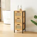 Produktbild: Badkommode Tervola mit 3 Schubladen Schwarz/Bambus