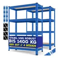 Produktbild: MASKO 2er-Set Lagerregal Schwerlastregal, Kellerregal, verstellbare Ablagen, MDF-Platten Regal aus Metall, Steckregal, Werkstattregal, Keller, Garage