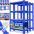 Produktbild: MASKO® 2er-Set Lagerregal Schwerlastregal, Kellerregal, 160 x 80 x 40 cm, bis 700 kg belastbar, 4 verstellbare Ablagen, MDF-Platten Regal aus Metall, Steckregal, Werkstattregal, Keller, Garage Blau