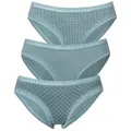 Produktbild: LASCANA Bikinislip (3er-Pack) aus elastischer Baumwolle mit weicher Spitze blau 36/38