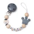 Produktbild: Schnullerkette mit Namen - Minifuchs, Silikonstern, natur, dunkelgrau