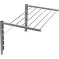 Produktbild: Zusammenklappbarer Wandwäschetrockner Neigbar mit 6 Trockenstäben - Silber - Trockenlänge 4,20 cm - Schwarz