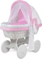 Produktbild: Waldin Baby Stubenwagen-Set mit Ausstattung,XXL,Gestell/Räder weiß lackiert,weiß/rosa