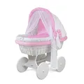 Produktbild: Waldin Baby Stubenwagen-Set mit Ausstattung, XXL, Bollerwagen, komplett, 24 Modelle wählbar, Gestell/Räder weiß lackiert, Stoffe weiß/Punkte weiß auf rosa