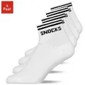 Produktbild: SNOCKS Sneakersocken kurze Socken für Herren & Damen mit Logo (4-Paar) mit Rippbund, verstärkte Sohle, halbhoch, aus Bio-Baumwolle schwarz 39-42