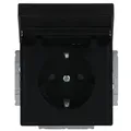 Produktbild: Busch-Jaeger 20EUKNB-885 Schutzkontakt-Steckdose Safety+, mit Klappdeckel und Beschriftungsfeld, schwarz matt, Plattform 63