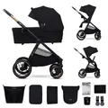 Produktbild: Kinderkraft NEA 2 Kinderkraft buggy von Geburt bis 22 kg, Zusammenklappen mit einer Hand, Liegeposition, großes Verdeck, alle 4 Räder gedämpft, extrem leicht, UPF50+, Korb bis zu 5 kg, Schwarz