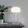 Produktbild: Beistellleuchte Außenleuchte Tischlampe Zugschalter LED Akku Bambus silber CCT
