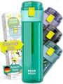 Produktbild: BEARFOOT Trinkflasche Kinder auslaufsicher, 500ml, leichte Tritan Wasserflasche, BPA frei, Kohlensäure geeignet, spülmaschinenfest für Jungen, Mädchen, Kleinkind (Logo-mint, 500ml)