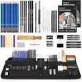 Produktbild: Shuttle Art Zeichenset, 52-teiliges professionelles Zeichenstifte Set, Malset mit Graphitstift, Kohlestift, Skizzenbuch, Handtasche mit Reißverschluss, für Erwachsene und Kinder geeignet