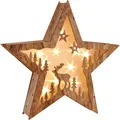 Produktbild: Haushalt International LED Weihnachtsstern Beleuchtung Fensterbeleuchtung Stern schöner Holzstern mit 10 warmweißen LEDs