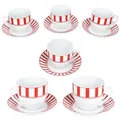Produktbild: Split rot Kaffeetassen mit Untertassen für 6 Personen Porzellan Streifen Tee