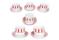 Produktbild: MamboCat Tasse Split rot Kaffeetassen mit Untertassen für 6 Personen Streifen Tee, Porzellan