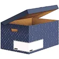 Produktbild: BANKERS BOX Klappdeckelbox, Décor Serie für Büro und Zuhause, sehr stabil, mit Grifflöchern, aus 100% recycelter Wellpappe, Farbe/Motiv: Schieferblau, 5 Stück