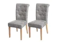 Produktbild: 2er-Set Esszimmerstuhl Chesterfield II, Stuhl Küchenstuhl, Nieten ~ Stoff/Textil hellgrau, helle Beine
