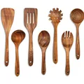 Produktbild: Holz Kochutensilien Set 7-teilig Naturmaterial Kochhelfer mit Aufhängelöchern