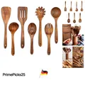 Produktbild: Holzkochlöffel Set 7 Teilig aus Teakholz Kochutensilien Küchenhelfer