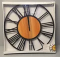 Produktbild: K&L WALL ART Vintage Wanduhr Uhr Dekoration XL Ø50cm Metall Holzoptik Neu