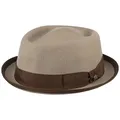 Produktbild: LIERYS Fedora Pork Pie Wollfilz Hut Damen Herren Wasserabweisend Knautschbar Sommer Winter beige S (54-55 cm)