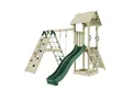 Produktbild: OutdoorToys Spielturm Trondheim, aus Holz in Dunkelgrün mit Kinderschaukel & Rutsche, Kletterwand
