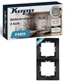 Produktbild: Kopp PARIS 2-fach Abdeckrahmen in Matt-Schwarz - 8,3 x 15,4 cm - Rahmen für Steckdosen & Schalter - Stilvoller Steckdosenrahmen aus Kunststoff - Hochwertiger Lichtschalter-Rahmen