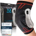 Produktbild: AGILE NOW® Ellenbogenbandage Upgraded stabilisiert & schützt die Gelenke, rutschfeste Tennisarm Bandage mit Curved-Gel-Pads, geeignet für alle Sportarten wie Tennis, Gewichtheben & Golf (L | Rot)