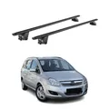 Produktbild: OMAC Dachträger Aluminium TÜV geprüft für Opel Zafira B 2008-2014 FL – Für integrierte Dachreling – T Nut – Max 100 kg – 2 Schlösser Schwarz