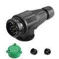 Produktbild: SPARKMOTO 13 Poliger Anhänger Stecker, mit Wasserfester Dichtung,12V Wasserdicht Anhängerstecker 13 polige mit Grün Parking Cover,13 polige Anhänger Stecker Für WohnwagenPKW AHK Adapter Stecker(lang)
