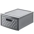 Produktbild: Rotho Country Schubladenbox 8.3l mit 1 Schub in Rattan-Optik, Kunststoff (PP) BPA-frei, anthrazit, klein/8.3l (35.0 x 26.0 x 14.5 cm)
