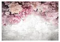 Produktbild: WallArena - Vlies Fototapete Blumen Pfingstrosen Rosen Beton 368x254 cm - Fototapeten - Tapeten - für Wohnzimmer Schlafzimmer - Vliestapete Wandtapete Tapete 3D Effekt- inkl. Kleister
