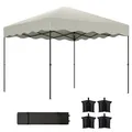 Produktbild: Outsunny Pavillon ca.3x3m, wasserabweisend Stabil Winterfest Pop-up Faltpavillon mit UV Schutz 50+, Faltbar Partyzelt Gartenzelt mit Rolltasche, Gartenpavillon für Camping Garten, Cremeweiß