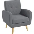 Produktbild: HOMCOM Einzelsessel Relaxsessel Polstersessel mit Leinenoptik, Fernsehsessel im Moderndesign, Armlehnensessel mit Sitzkissen, Holzbeine, für Wohnzimmer, Schlafzimmer, Hellgrau   Aosom
