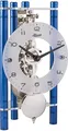 Produktbild: Hermle Skelett-Tischuhr mit eloxierten Aluminiumsäulen - Dreieck 23025-Q70721, arabisches Zifferblatt Glas, Blau, Werk vernickelt, 19,5cm x 11cm x 9cm