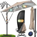 Produktbild: KESSER Sonnenschirm Ampelschirm SUN XL 300 x 300 cm Inkl. Abdeckung +Windsicherung Drehbar Neigbar Kippbar Marktschirm Groß 360° Rotation, Gartenschirm mit Kurbel Sonnenschutz UV50+