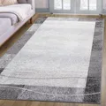 Produktbild: oKu-Tex Teppich Wohnzimmerteppich [200x290 cm] weicher Kurzflor hellgrau - Hellgrauer Teppich für das Wohnzimmer - Carpet Living Room - Modernes Bordüren Design - Deutsche Marke