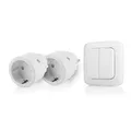 Produktbild: Smartwares SH4-99575 Indoor-Steckdosenschalterset mit Doppellichtschalter – Plug & Connect, 2Smarte Steckdosen, Drahtloser Doppelter Lichtschalter.433,92 MHz Frequenz, 30m Funkreichweite,2300WLeistung