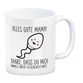 Produktbild: Spermium Muttertag Kaffeebecher mit Spruch Alles gute Mama Danke, dass du mich damals nicht geschluckt hast Mama Tasse Kaffeetasse Oma lustig