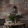 Produktbild: Lampenschirm BELL in Rattan Optik outdoor wetterfest für Garten Terrasse Balkon für E27 Fassungen schwarz H: 33cm Hängelampenschirm für Innen Außen in Korbgeflecht Stil (D: 30cm/schwarz-ohne Kabel)